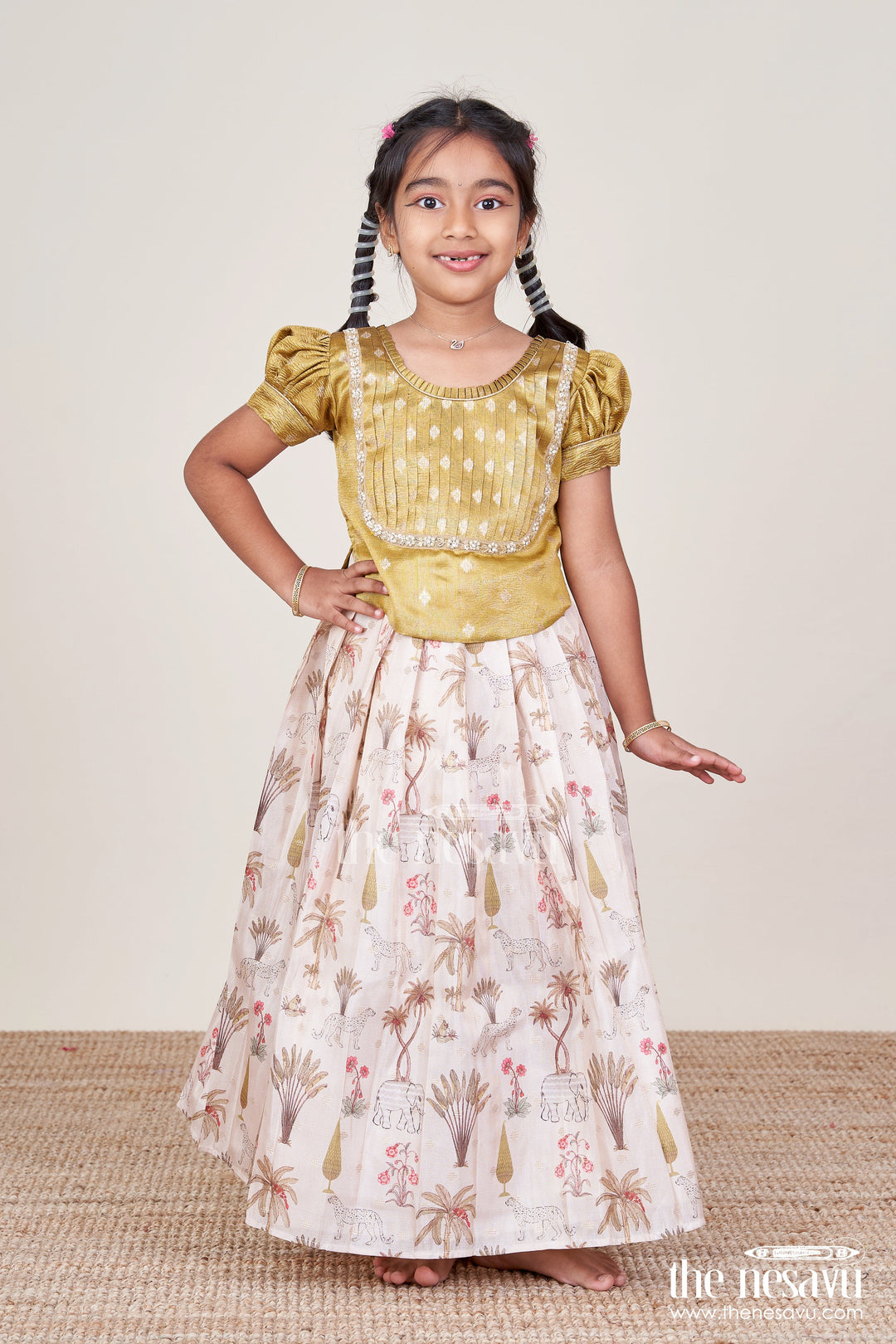 The Nesavu Pattu Pavadai Baby Girl Silk Pattu Pavadai for Traditional Functions and Naming Ceremony Nesavu Nesavu baby girl pattu pavadai semi Banaras tissue silk traditional functions