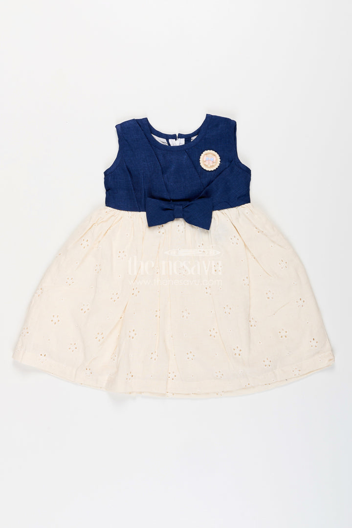 The Nesavu Girls Cotton Frock Baby Girl Sleeveless Cotton Frock with Hakoba Embroidery for Daily Wear Nesavu 20 (3Y) / Blue GFC1933C-20 Nesavu baby girl cotton hakoba frock sleeveless design bow detail summer wear