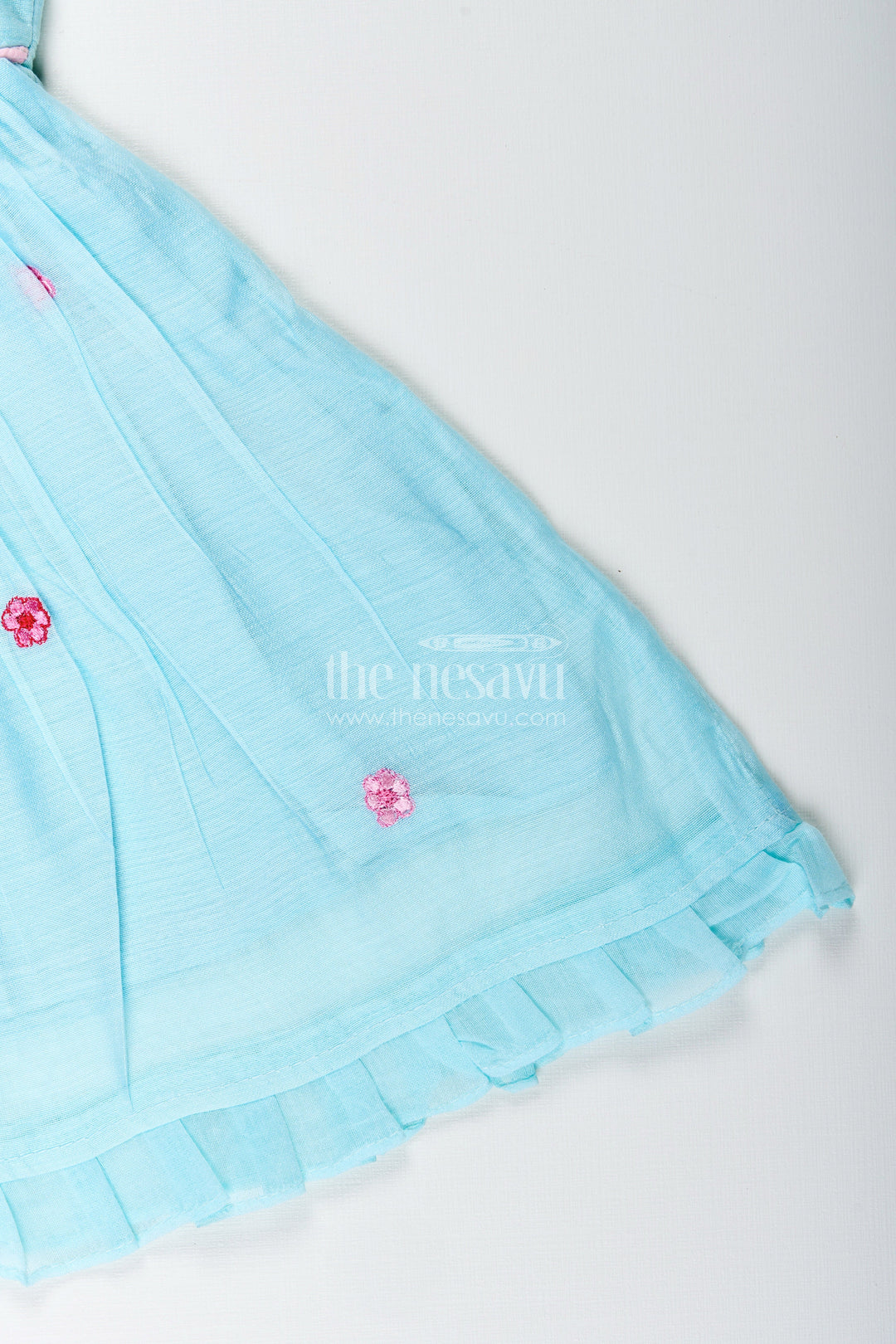 The Nesavu Girls Chanderi Frock Baby Girl Sleeveless Frock for Birthday and Photo Day Dressing Nesavu Nesavu baby girl sleeveless chanderi frock bow deer embroidery birthdays events