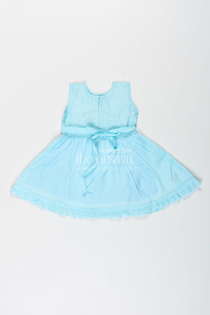 The Nesavu Girls Chanderi Frock Baby Girl Sleeveless Frock for Birthday and Photo Day Dressing Nesavu Nesavu baby girl sleeveless chanderi frock bow deer embroidery birthdays events