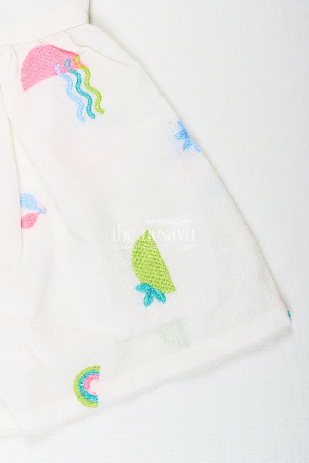 The Nesavu Baby Cotton Frocks Baby girl sleeveless frock with rainbow embroidery for casual photoshoots Nesavu Nesavu baby girl cotton frock with rainbow embroidery for photoshoots and summer days