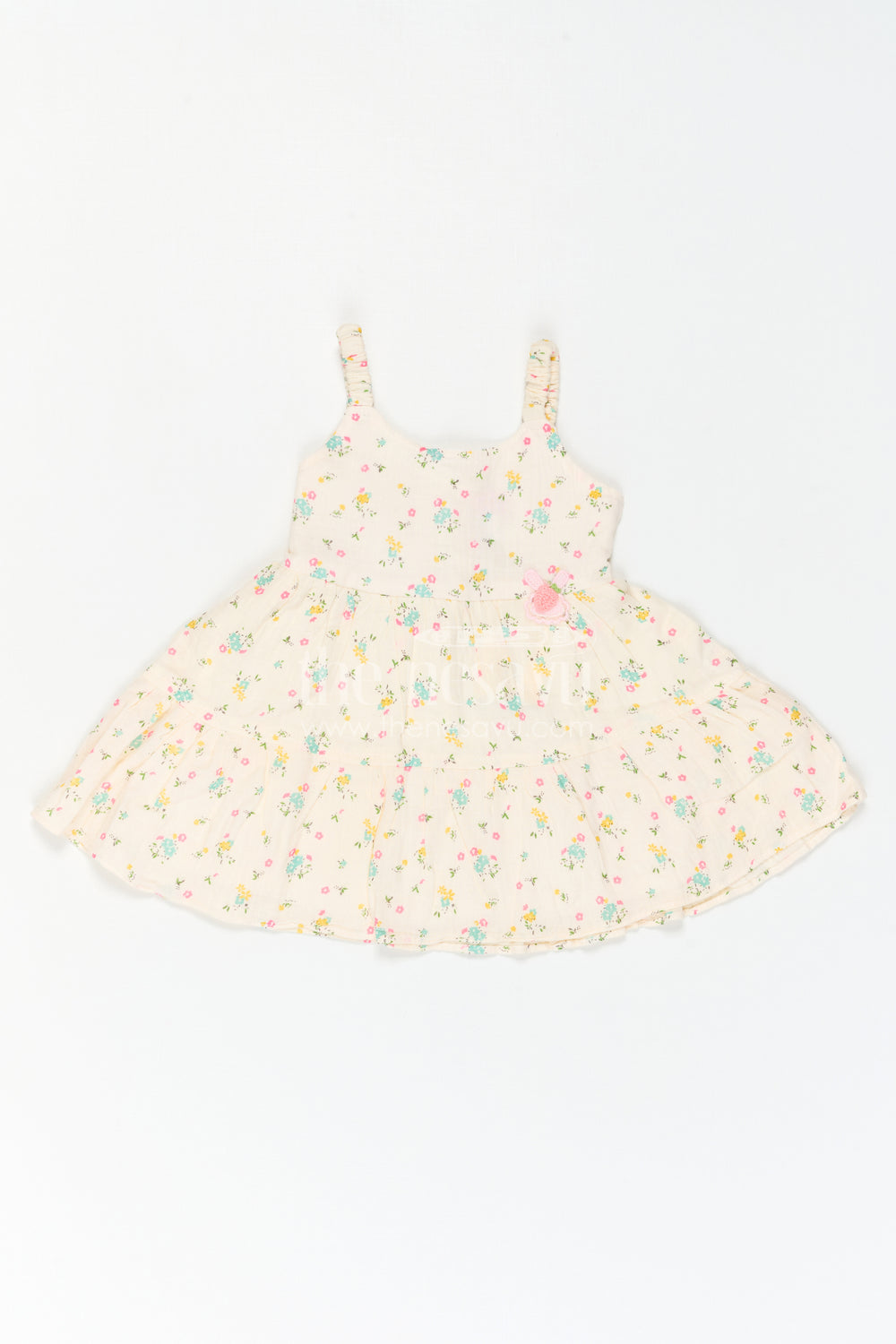 The Nesavu Baby Cotton Frocks Baby Girl Sundress for Garden Party Moments Nesavu 14 (6M) / Cream / Muslin Cotton BFJ1015A-14 Nesavu Baby Girl Sundress For Garden Party Moments With Muslin Cotton And Floral Print