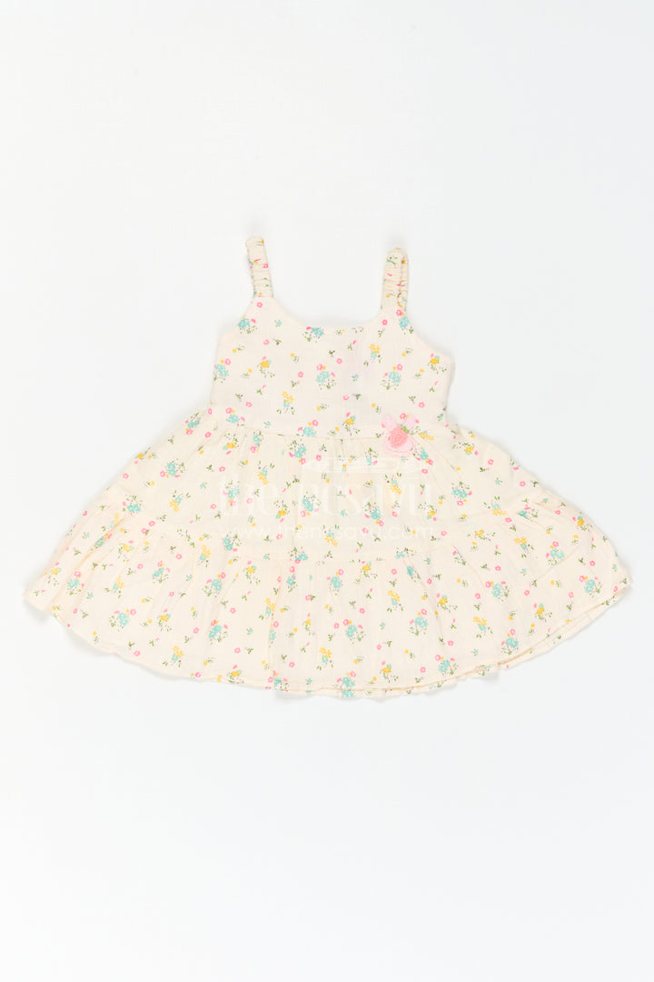 The Nesavu Baby Cotton Frocks Baby Girl Sundress for Garden Party Moments Nesavu 14 (6M) / Cream / Muslin Cotton BFJ1015A-14 Nesavu Baby Girl Sundress For Garden Party Moments With Muslin Cotton And Floral Print