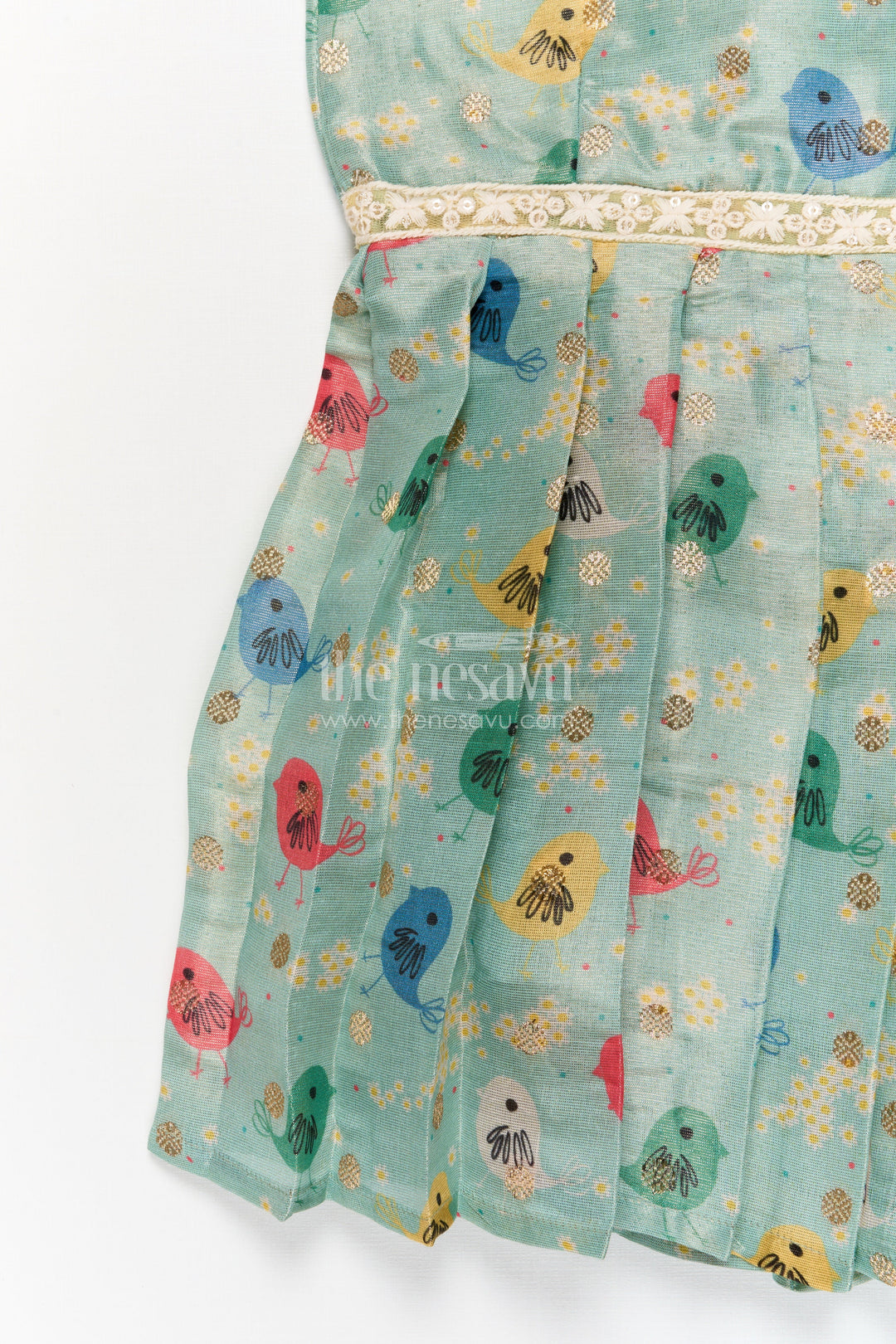 The Nesavu Tie-up Frock Baby Girl Tie-up Frock for Everyday Comfort and Playtime Nesavu Nesavu baby girl tie-up frock with printed art silk for casual wear and daily comfort