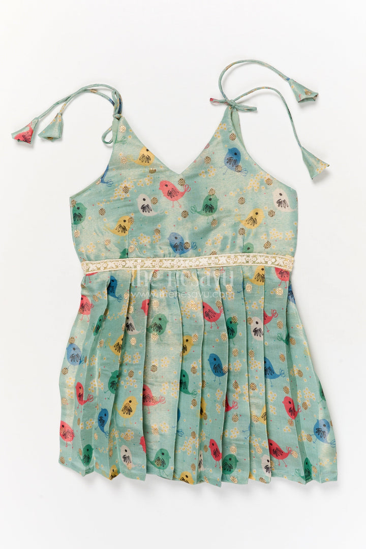 The Nesavu Tie-up Frock Baby Girl Tie-up Frock for Everyday Comfort and Playtime Nesavu Nesavu baby girl tie-up frock with printed art silk for casual wear and daily comfort