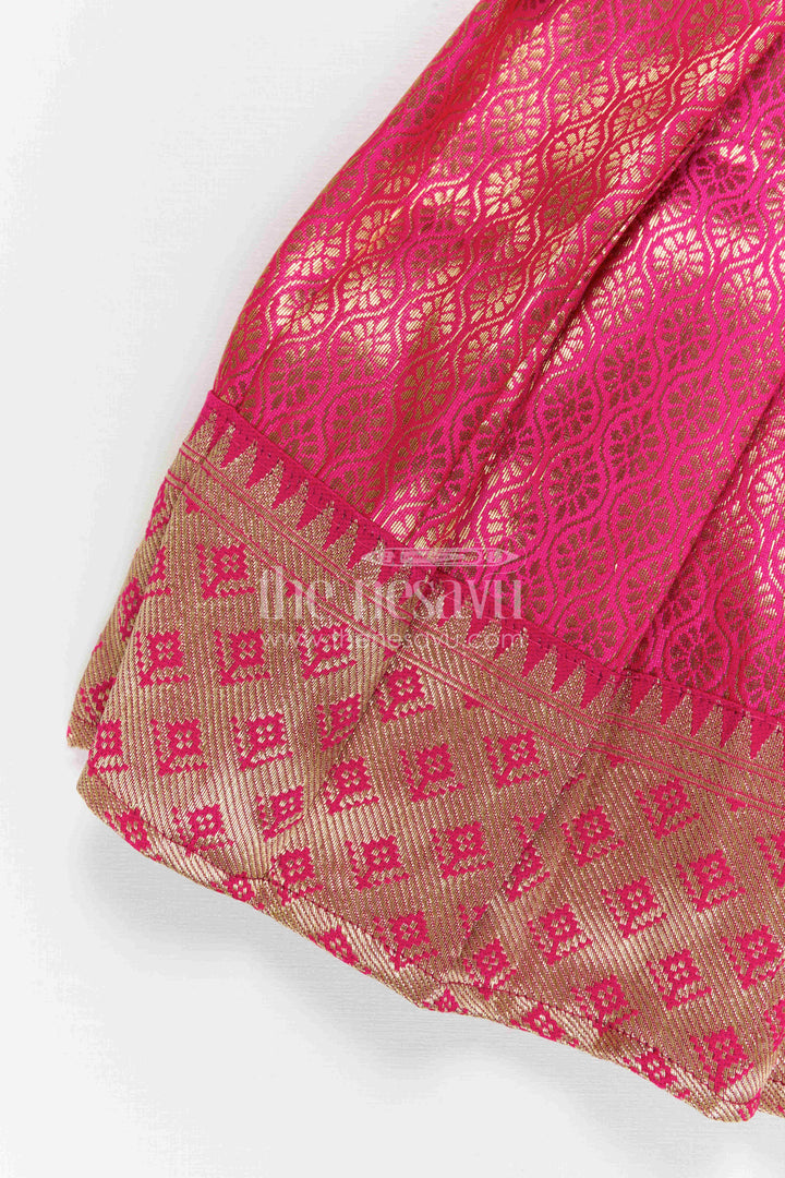 The Nesavu Tie-up Frock Baby Girl Tie up Frock for Festive Weddings and Birthday Parties Nesavu Nesavu Baby Girl Tie Up Frock With Woven Festive Skirt For Weddings And Birthday Celebrations
