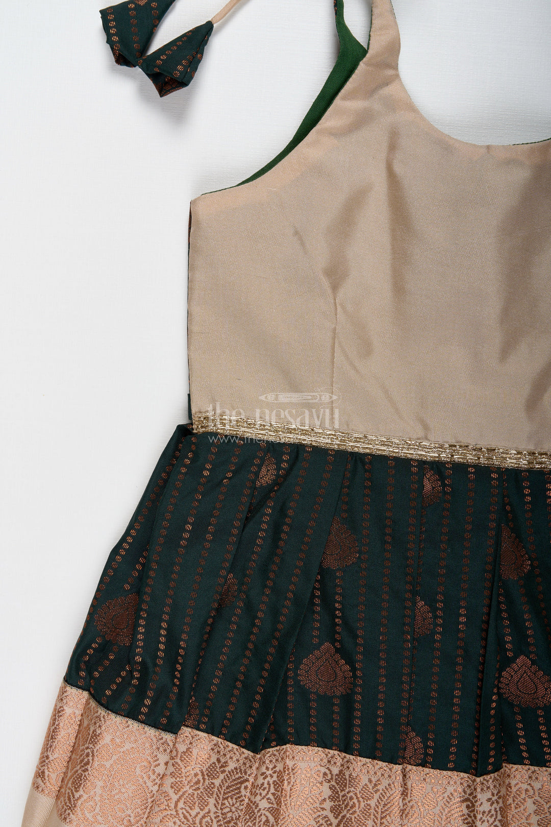 The Nesavu Tie-up Frock Baby Girl Tie-Up Frock in Silk for Birthdays and Ethnic Functions Nesavu Nesavu Baby Girl Frock In Semi Silk Ethnic Black And Peach Dress For Birthdays And Family Functions