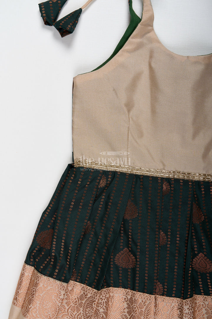 The Nesavu Tie-up Frock Baby Girl Tie-Up Frock in Silk for Birthdays and Ethnic Functions Nesavu Nesavu Baby Girl Frock In Semi Silk Ethnic Black And Peach Dress For Birthdays And Family Functions