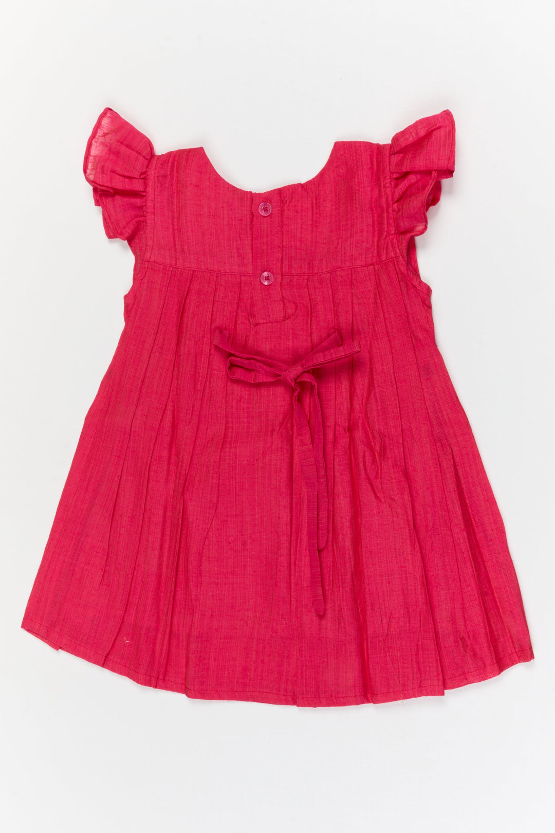 The Nesavu Girls Chanderi Frock Baby Girl Traditional Chanderi Frock with Pleated Yoke for Everyday Festive Wear Nesavu Nesavu baby girl chanderi frock with pleated yoke and lace for small functions and traditional moments