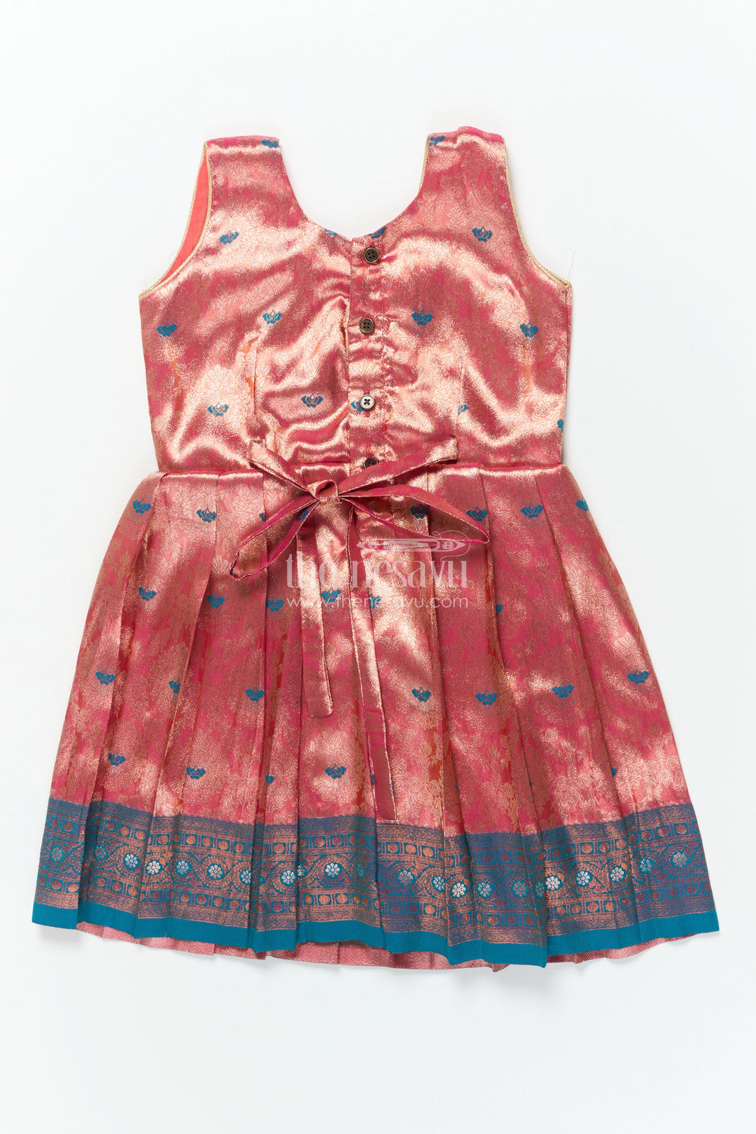 The Nesavu Silk Frock Baby Girl Traditional Silk Frock with Zari Border for Festive Photoshoots and Functions Nesavu Nesavu baby girl semi Banaras silk frock with zari border for festivals and family gatherings