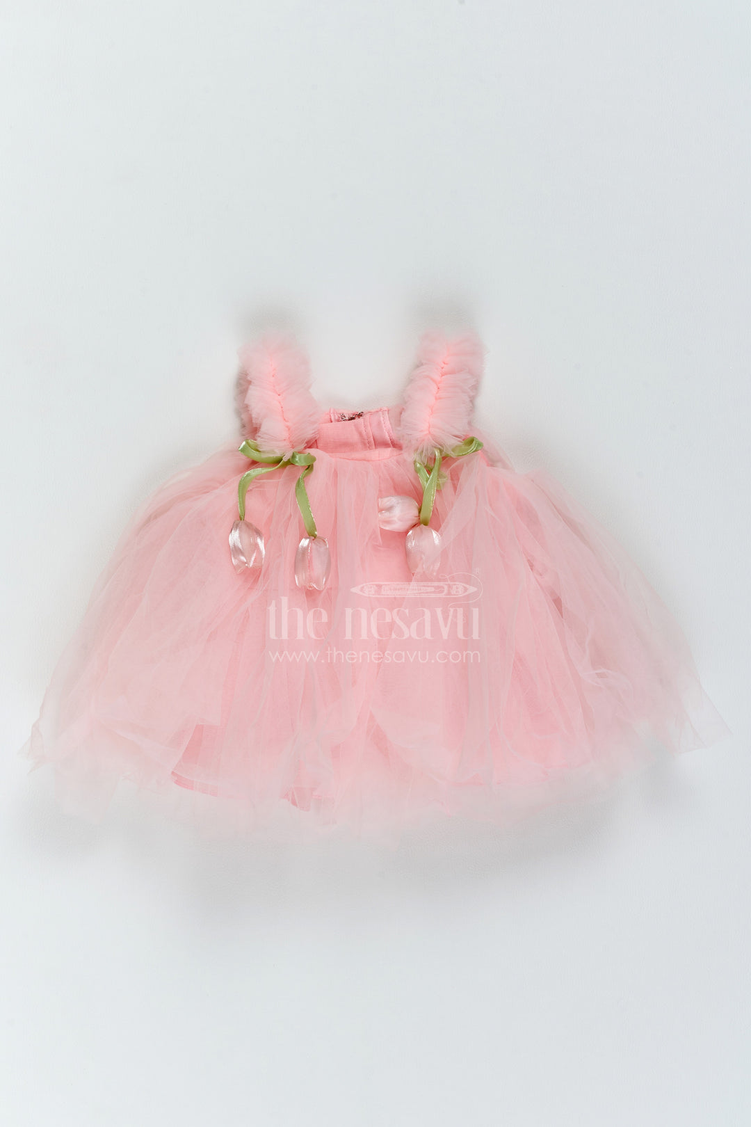 The Nesavu Girls Fancy Party Frock Baby Girl Tulip Frock for Cake Cutting and Birthday Portraits Nesavu 12 (3M) / Peach / Plain Net PF331C-12 Nesavu Baby Girl Tulip Net Frock For Cake Cutting Birthday Portraits Milestone Parties And Celebrations