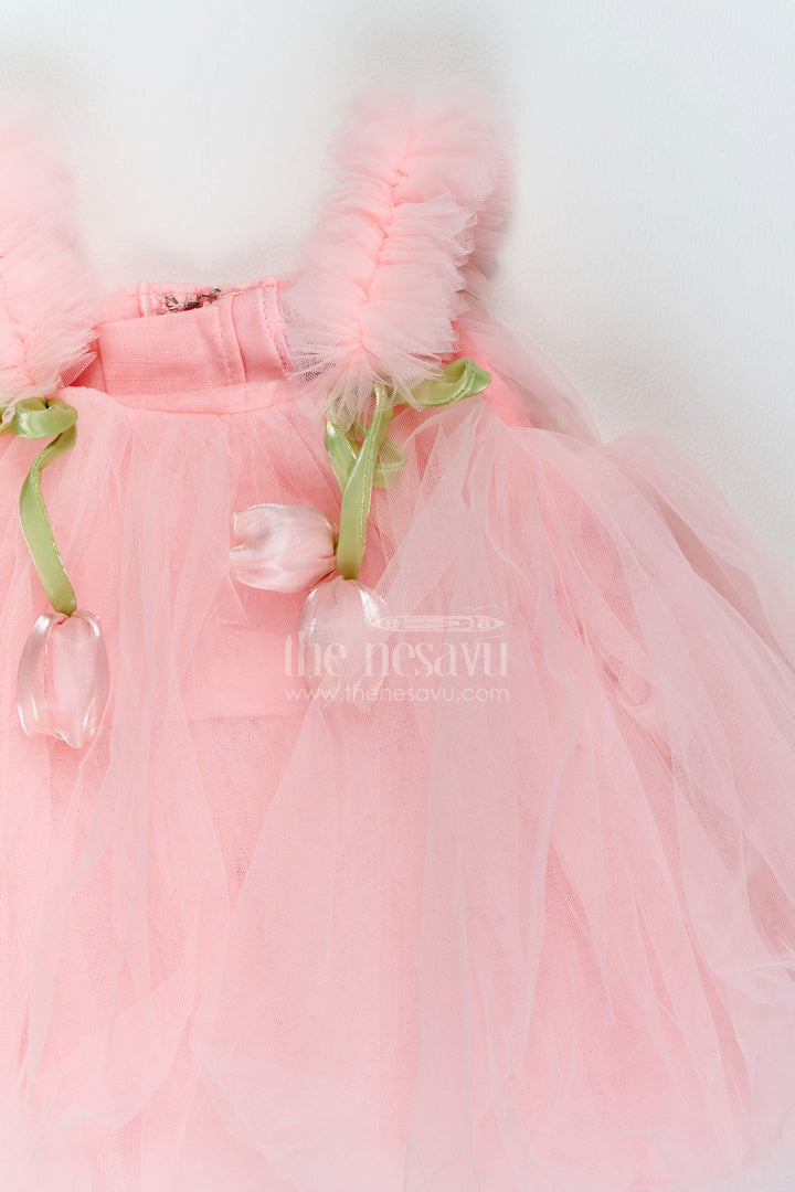 The Nesavu Girls Fancy Party Frock Baby Girl Tulip Frock for Cake Cutting and Birthday Portraits Nesavu Nesavu Baby Girl Tulip Net Frock For Cake Cutting Birthday Portraits Milestone Parties And Celebrations