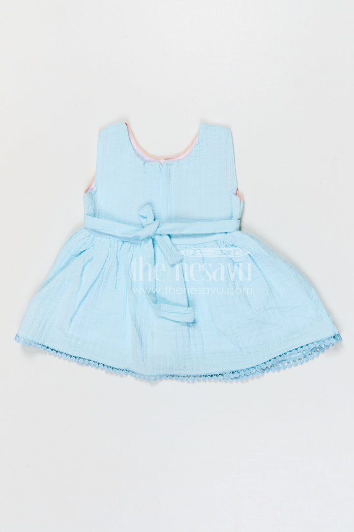 The Nesavu Baby Cotton Frocks Baby Girls Bubble Crepe and Embroidered Frock with Layered Flare Nesavu Nesavu baby girls bubble crepe embroidered frock with layered flare design