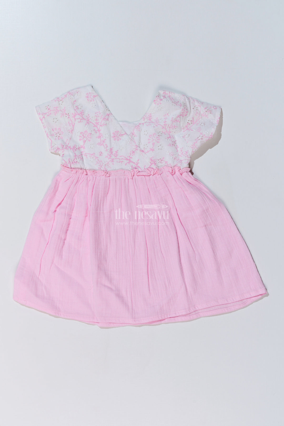 The Nesavu Baby Cotton Frocks Baby Girls Cinderella Frock with Embroidered Lace Bodice and Flowy Cotton Skirt for a Fairytale Look Nesavu 10 (NB) / Pink BFJ737B-10 Baby Girls Cinderella Frock Lace Bodice Cotton Flared Skirt a Princess Look | The Nesavu