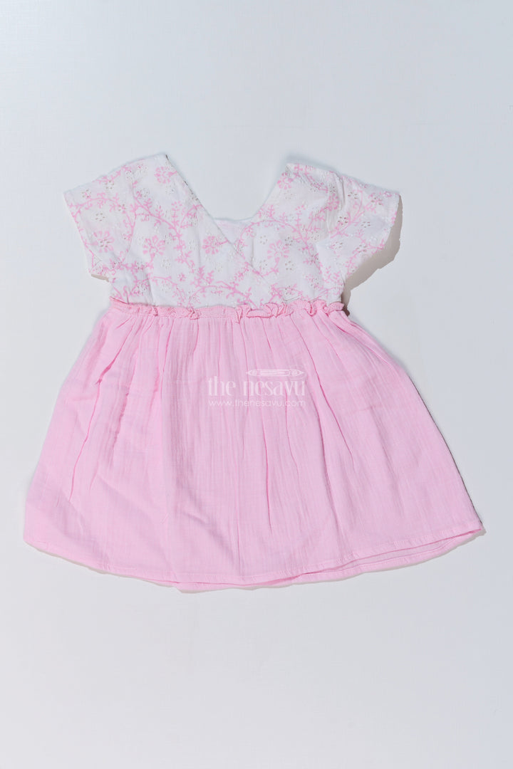 The Nesavu Baby Cotton Frocks Baby Girls Cinderella Frock with Embroidered Lace Bodice and Flowy Cotton Skirt for a Fairytale Look Nesavu 10 (NB) / Pink BFJ737B-10 Baby Girls Cinderella Frock Lace Bodice Cotton Flared Skirt a Princess Look | The Nesavu