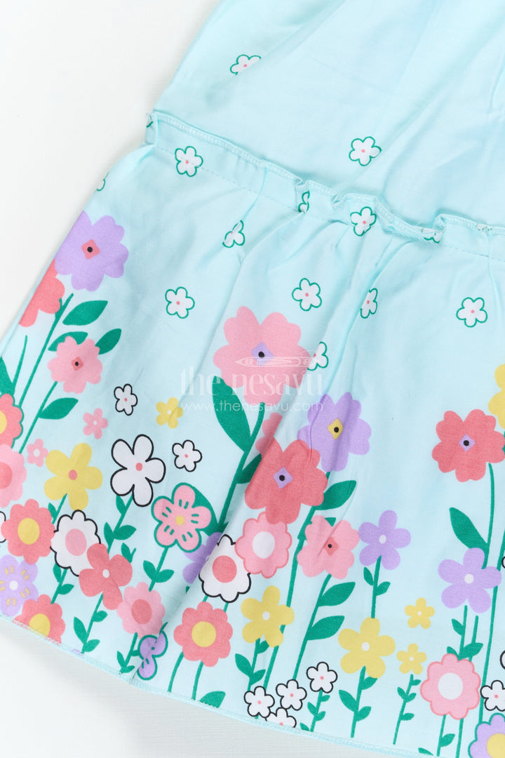 The Nesavu Baby Cotton Frocks Baby Girls Cotton Eid Frock with Pastel Green Tone and Bright Floral Border for Festive Comfort Nesavu Baby Girls Eid Frock Cotton Colorful Floral Border Festive Green Hue | The Nesavu