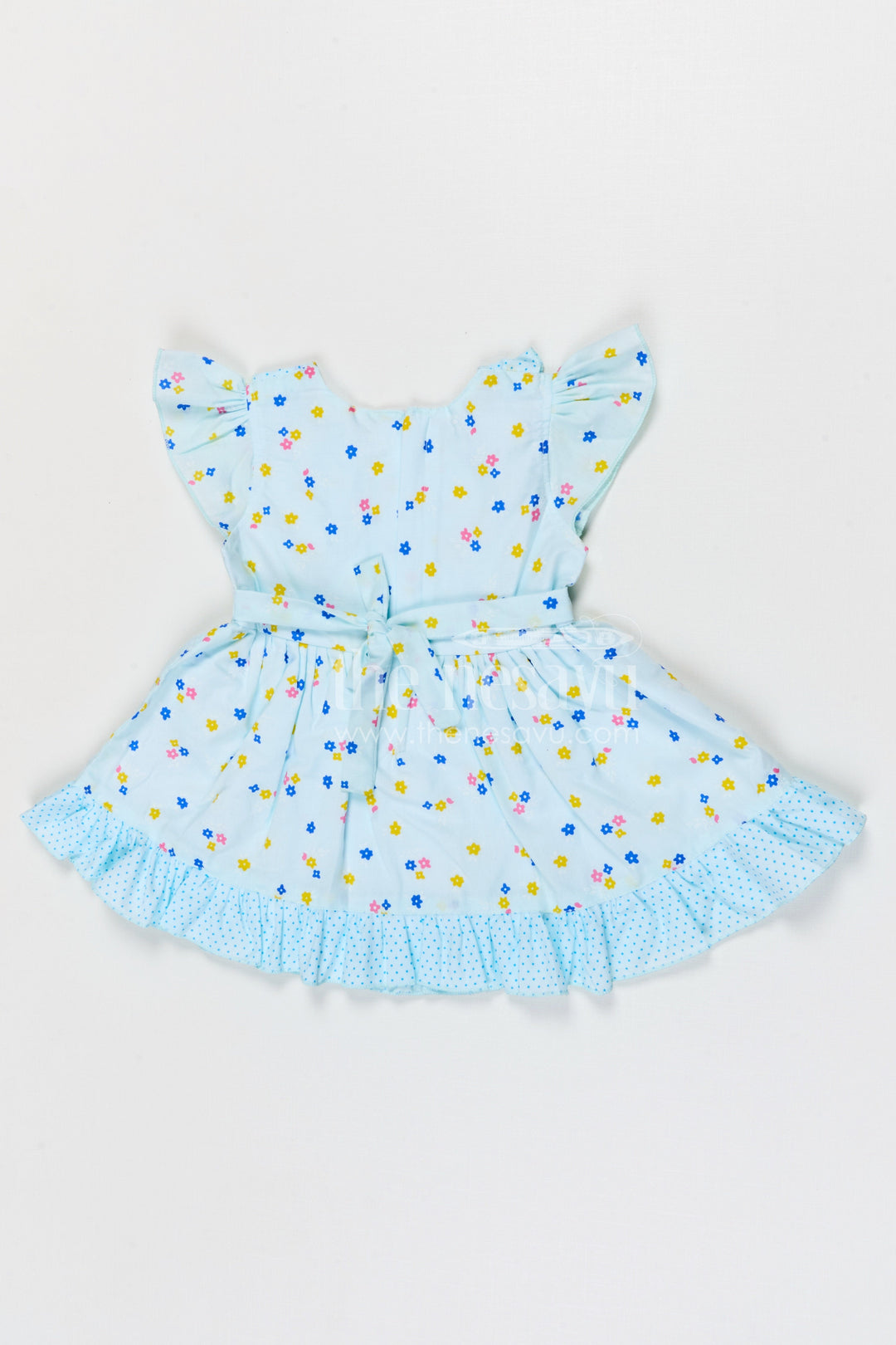 The Nesavu Baby Cotton Frocks Baby Girls Cotton Floral Frock with Ruffle Detail for Summer Wear Nesavu Nesavu baby girls cotton floral frock with ruffle design for summer baby fashion