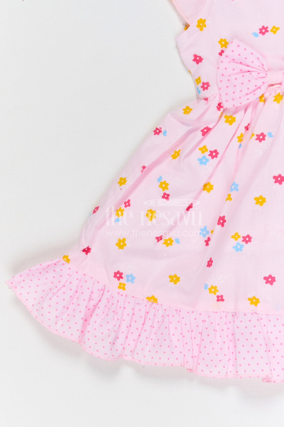 The Nesavu Baby Cotton Frocks Baby Girls Cotton Floral Frock with Ruffle Wrap Design Nesavu Nesavu baby girls cotton floral printed frock with ruffle wrap design for kids wear