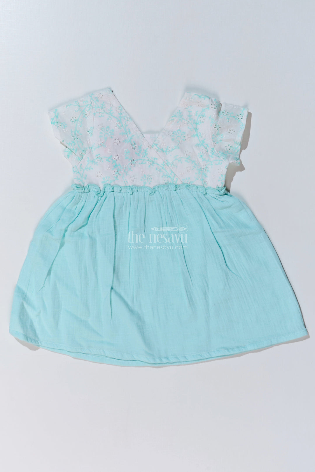 The Nesavu Baby Cotton Frocks Baby Girls Cut Frock with Embroidered Lace Bodice and Flowy Cotton Skirt for a Graceful Look Nesavu 10 (NB) / Green BFJ737A-10 Baby Girls Cut Frock Embroidered Lace Bodice Cotton Skirt a Chic Look | The Nesavu