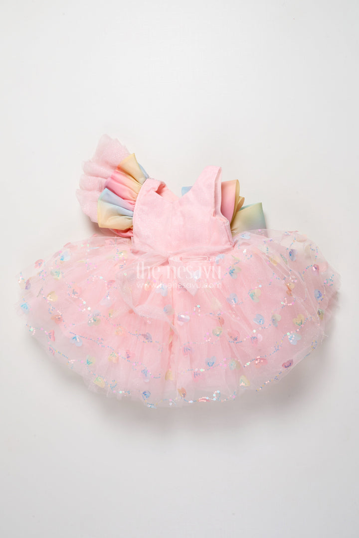 The Nesavu Girls Fancy Party Frock Baby Girls Fancy Frock with Sequins for Birthday Parties Nesavu Nesavu fancy frock baby girls sequins bow detail birthdays
