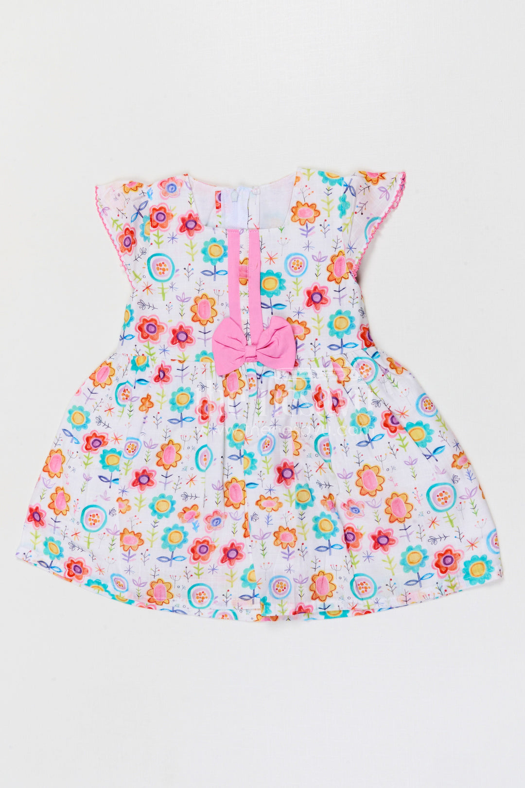 The Nesavu Baby Cotton Frocks Baby Girls Floral Cotton Frock for Playful Summer Outings Nesavu 14 (6M) / Multicolor / Cotton BFJ964A-14 Nesavu baby girls floral cotton frock with digital print for summer wear and casual outings