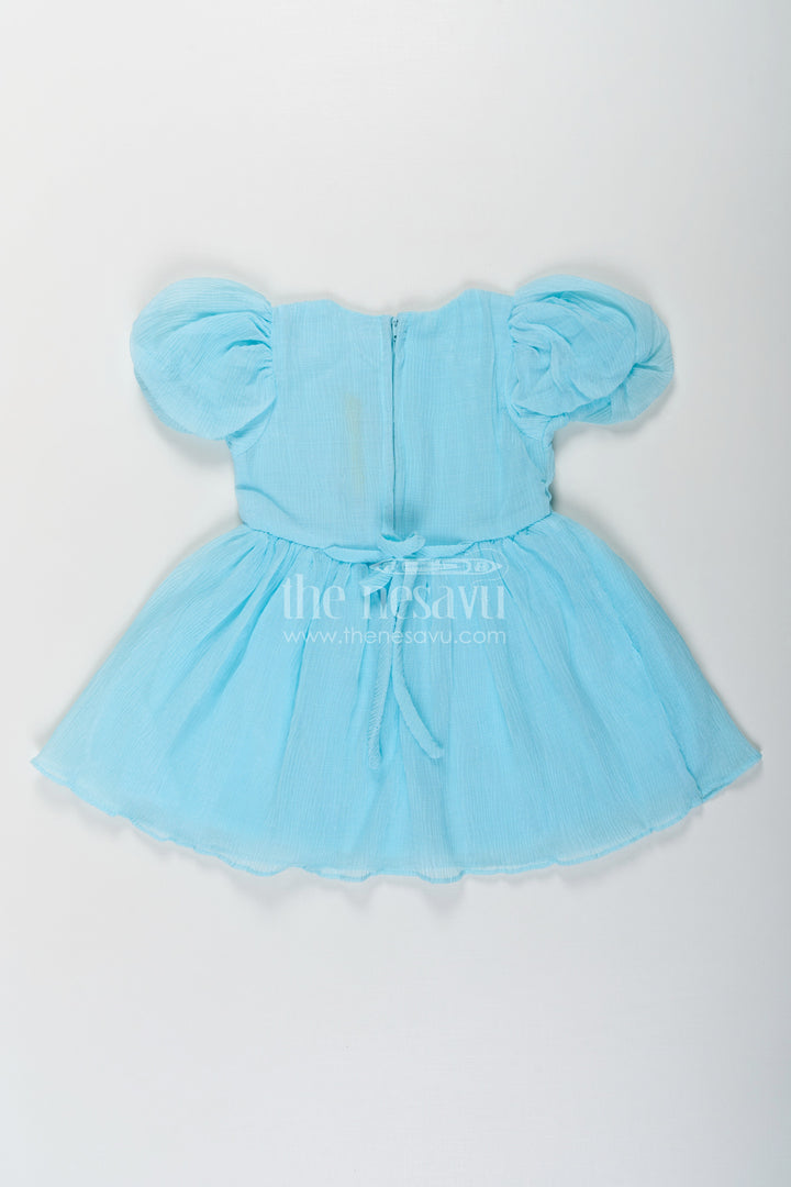 The Nesavu Baby Fancy Frock Baby Girls Floral Organza Frock in Chinon Chiffon with Puff Sleeves and Magic Sequin Embroidery Nesavu Baby Girls Floral Organza Frock Chinon Chiffon Magic Sequin Embroidery | The Nesavu