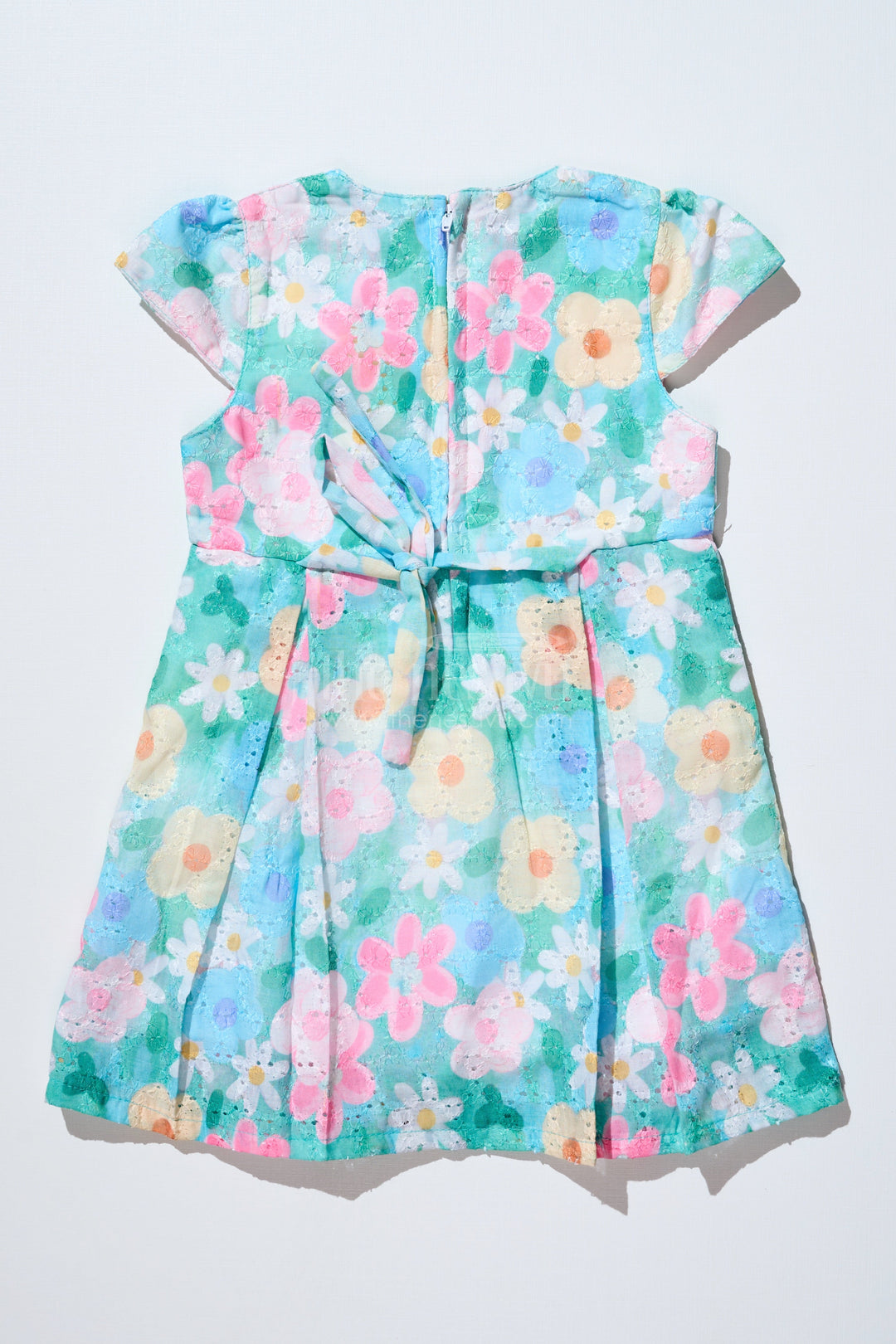 The Nesavu Baby Cotton Frocks Baby Girls Floral Print Frock in Chikankari Cotton with Digital Prints and Lace Yoke Nesavu Baby Girls Floral Print Frock Chikankari Cotton Digital Prints Lace Yoke | The Nesavu