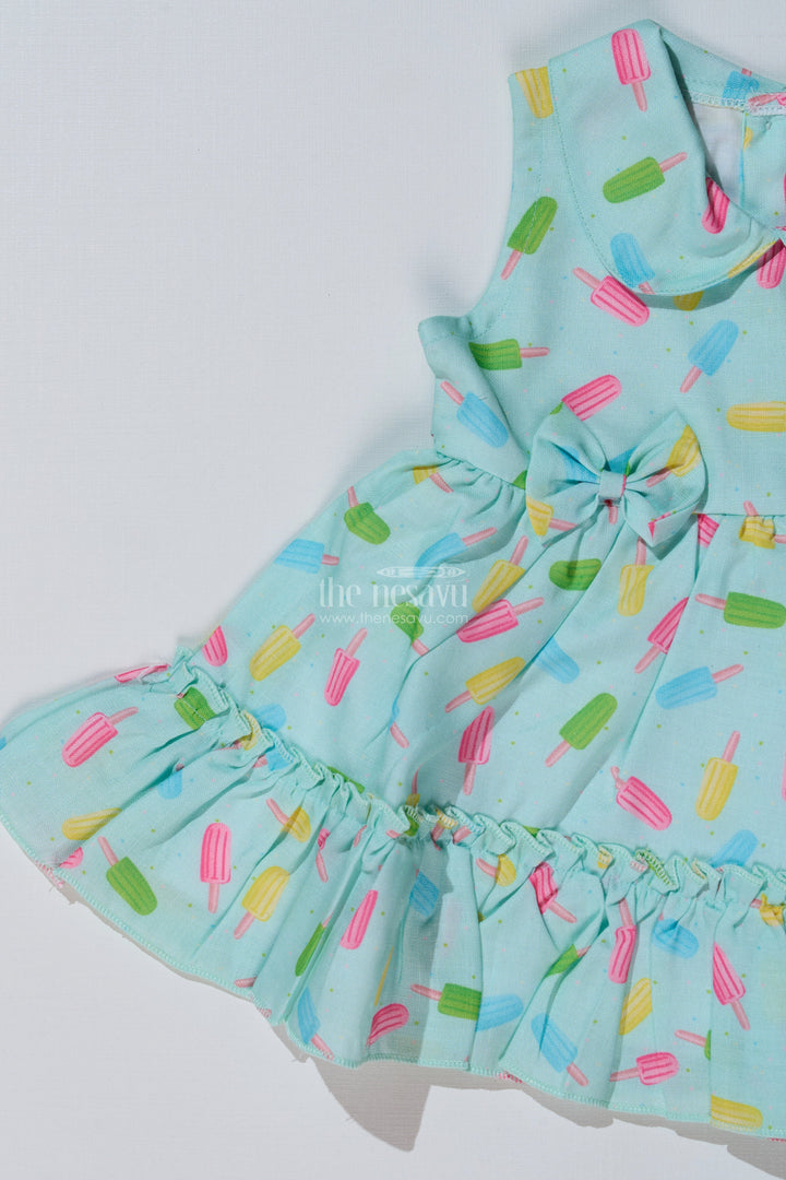 The Nesavu Baby Cotton Frocks Baby Girls Floral Print Short Frock with Ice Cream Motifs and Ruffled Hem for Everyday Style Nesavu Nesavu Baby Girls Floral Print Short Frock Ice Cream Motifs Ruffled Hem