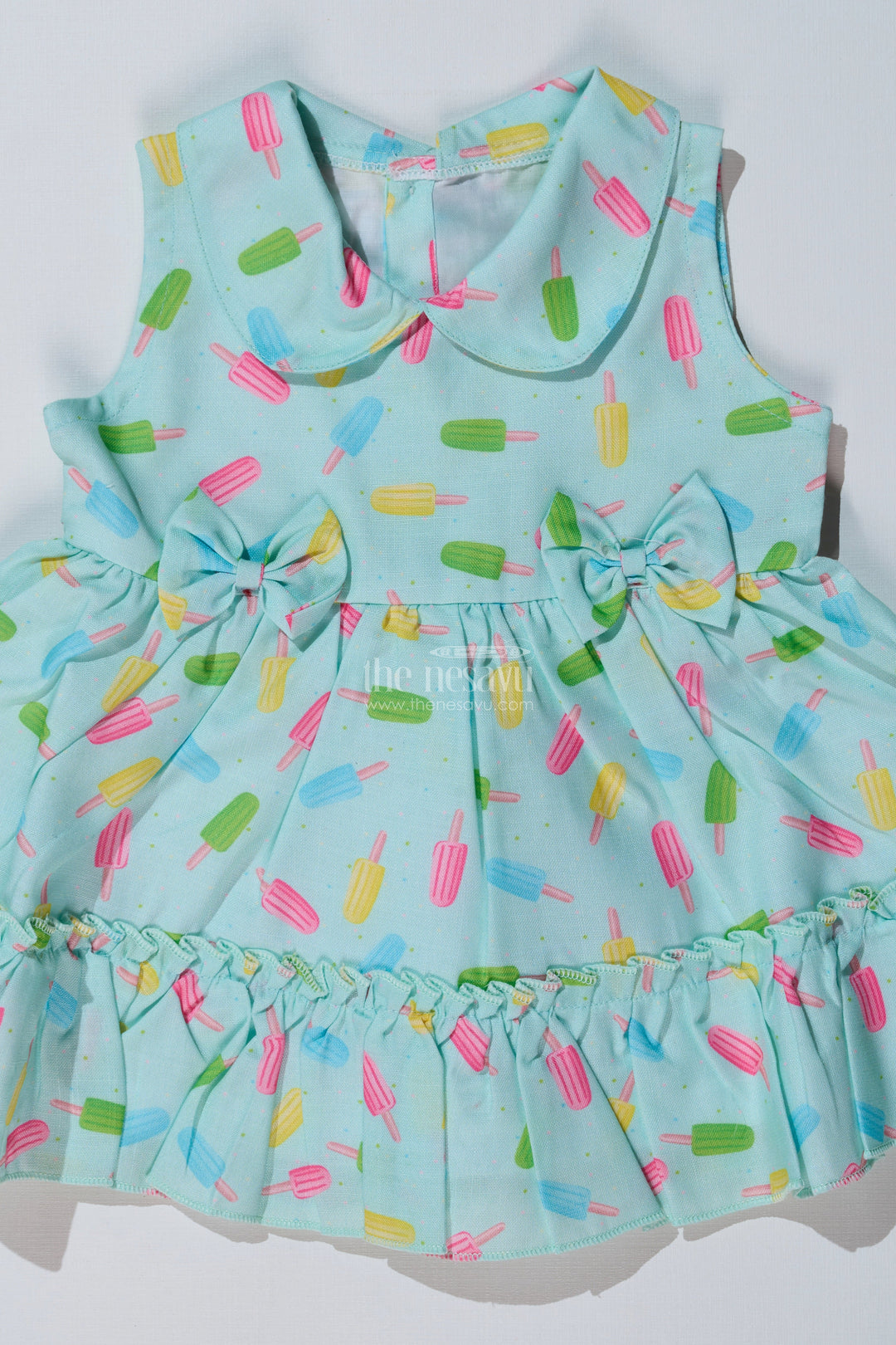 The Nesavu Baby Cotton Frocks Baby Girls Floral Print Short Frock with Ice Cream Motifs and Ruffled Hem for Everyday Style Nesavu Nesavu Baby Girls Floral Print Short Frock Ice Cream Motifs Ruffled Hem