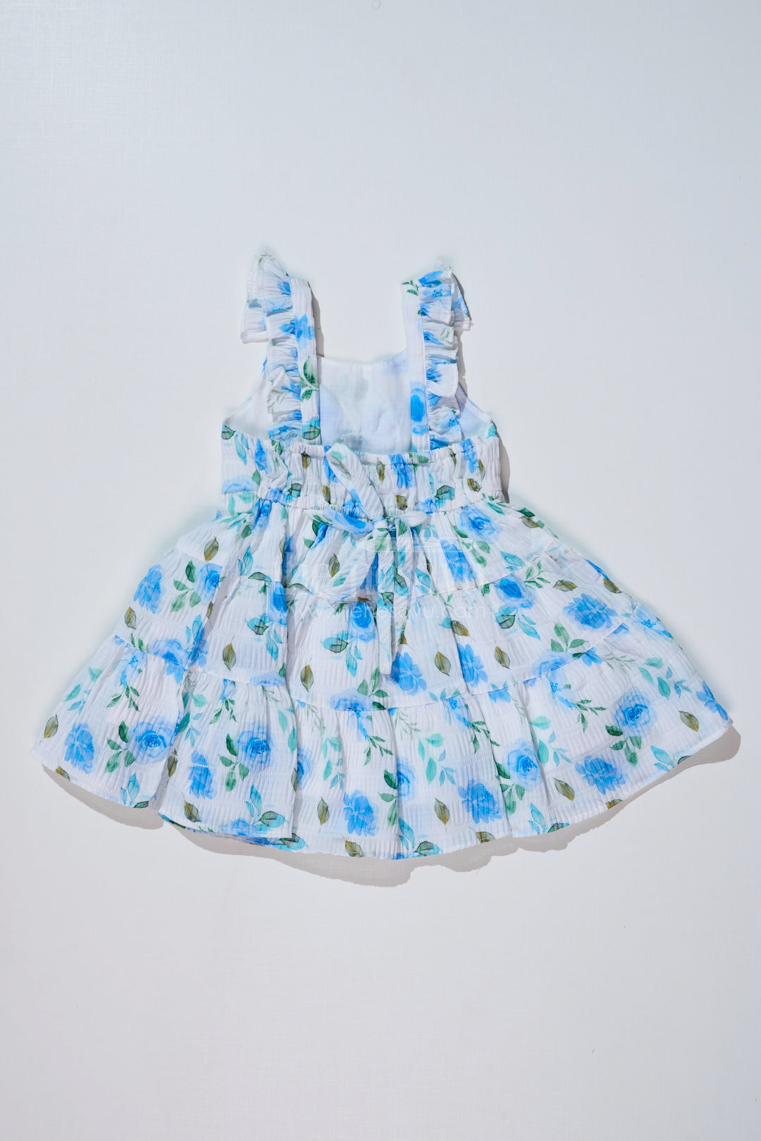 The Nesavu Baby Fancy Frock Baby Girls Floral Printed Frock in Blended Silk Popcorn Fabric with Bow Detail Nesavu Baby Girls Floral Printed Frock Blended Silk Popcorn Fabric Bow | The Nesavu