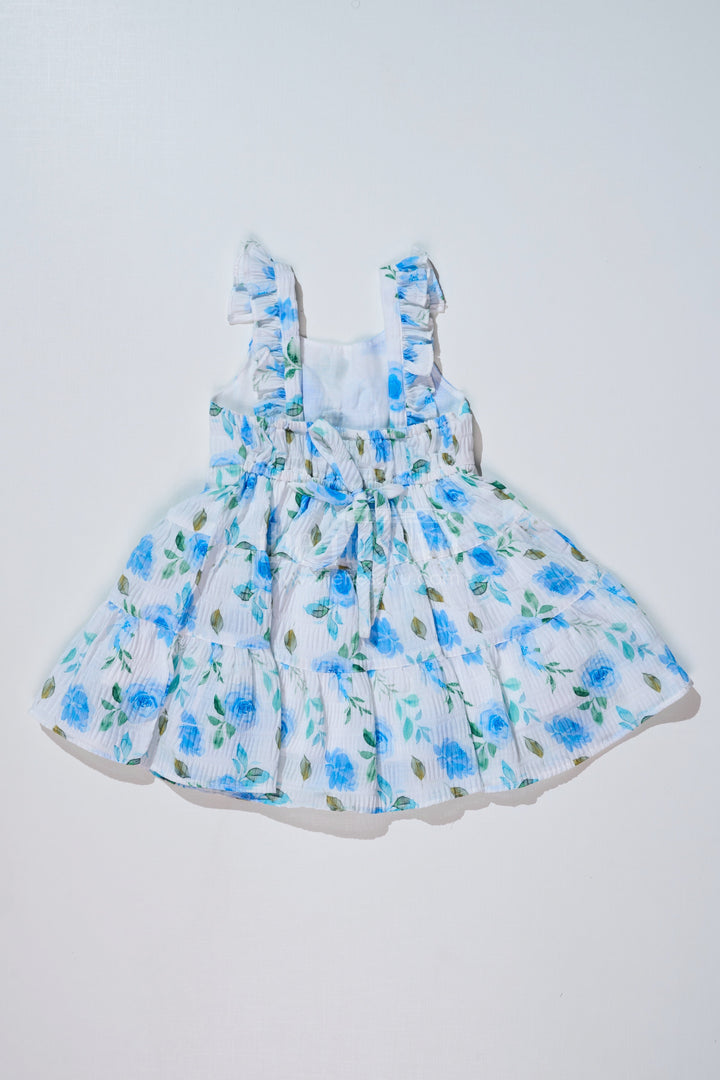 The Nesavu Baby Fancy Frock Baby Girls Floral Printed Frock in Blended Silk Popcorn Fabric with Bow Detail Nesavu Baby Girls Floral Printed Frock Blended Silk Popcorn Fabric Bow | The Nesavu