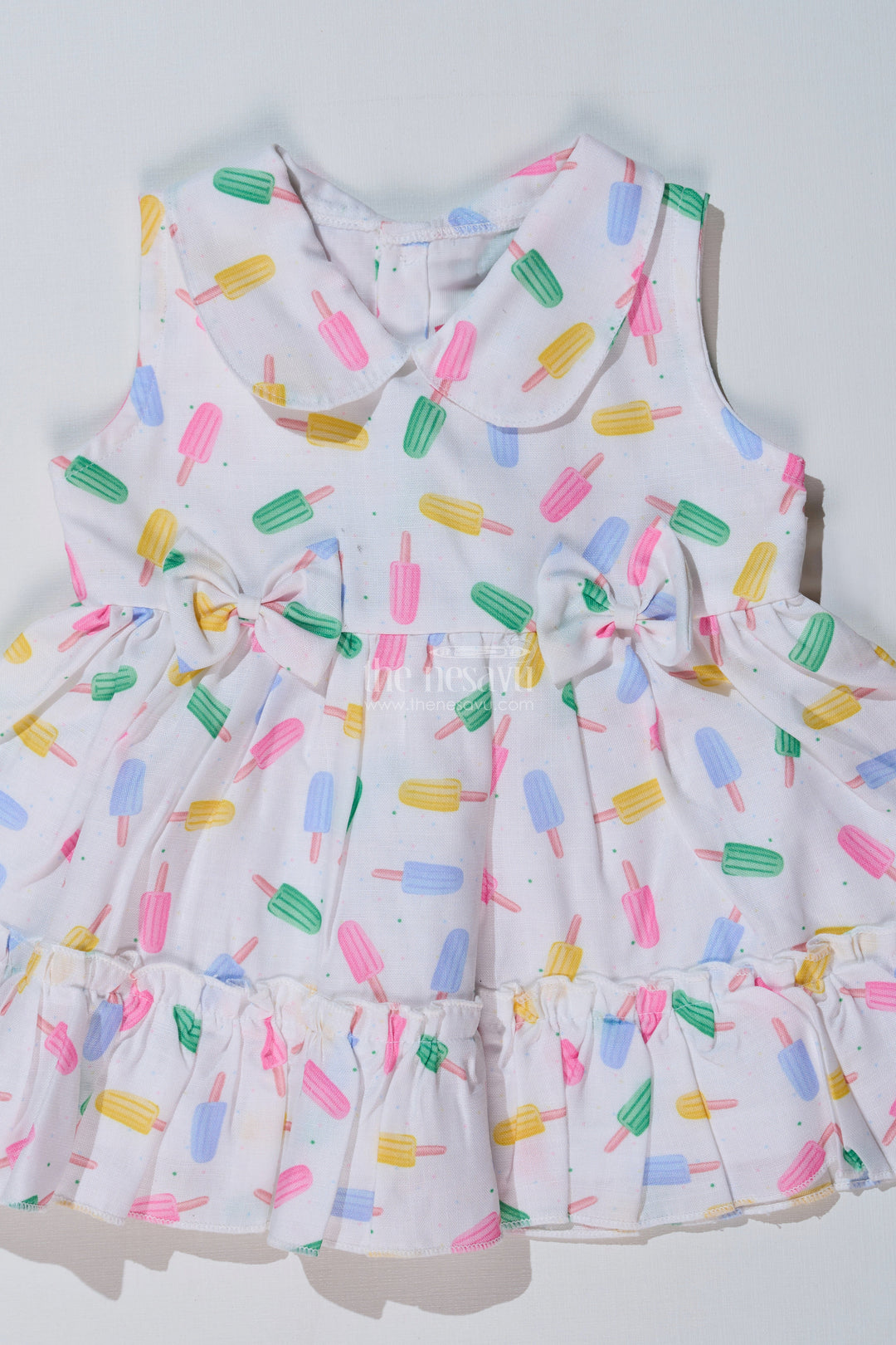 The Nesavu Baby Cotton Frocks Baby Girls Floral Summer Frock with Ice Cream Print and Soft Cotton Blend Fabric for a Breezy Look Nesavu Baby Girls Floral Summer Frock Ice Cream Print Cotton Blend Fabric | The Nesavu
