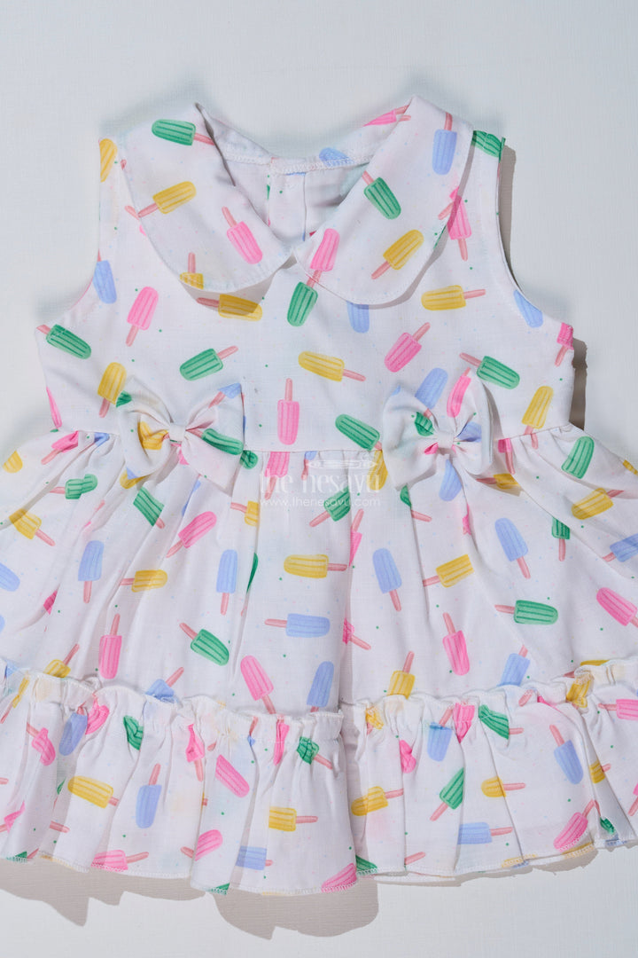 The Nesavu Baby Cotton Frocks Baby Girls Floral Summer Frock with Ice Cream Print and Soft Cotton Blend Fabric for a Breezy Look Nesavu Baby Girls Floral Summer Frock Ice Cream Print Cotton Blend Fabric | The Nesavu