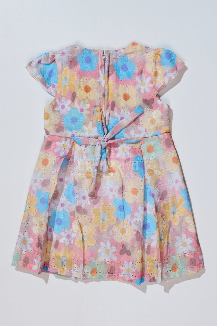 The Nesavu Baby Cotton Frocks Baby Girls Flower Print Frock in Chikankari Cotton with Digital Prints and Lace Details Nesavu Baby Girls Flower Print Frock Chikankari Cotton Digital Prints Lace Details | The Nesavu