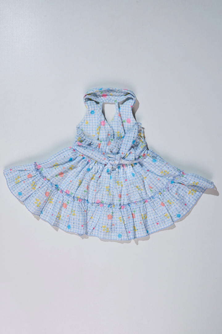 The Nesavu Baby Cotton Frocks Baby Girls Frock Suit Look with Blue Checked Pattern and Ruffled Layers for a Chic Outfit Nesavu Baby Girls Frock Suit Look Checked Print Ruffled Layers Everyday Elegance | The Nesavu