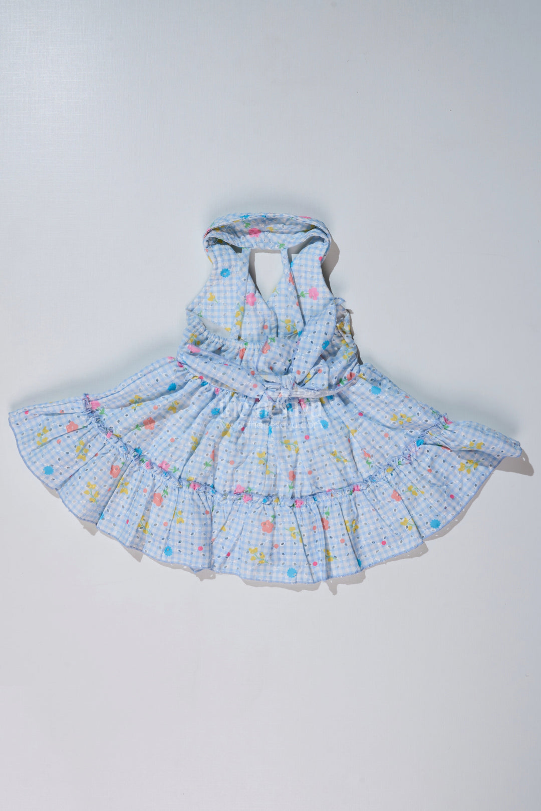 The Nesavu Baby Cotton Frocks Baby Girls Frock Suit Look with Blue Checked Pattern and Ruffled Layers for a Chic Outfit Nesavu Nesavu Baby Girls Frock Suit Look Checked Print Ruffled Layers Everyday Elegance