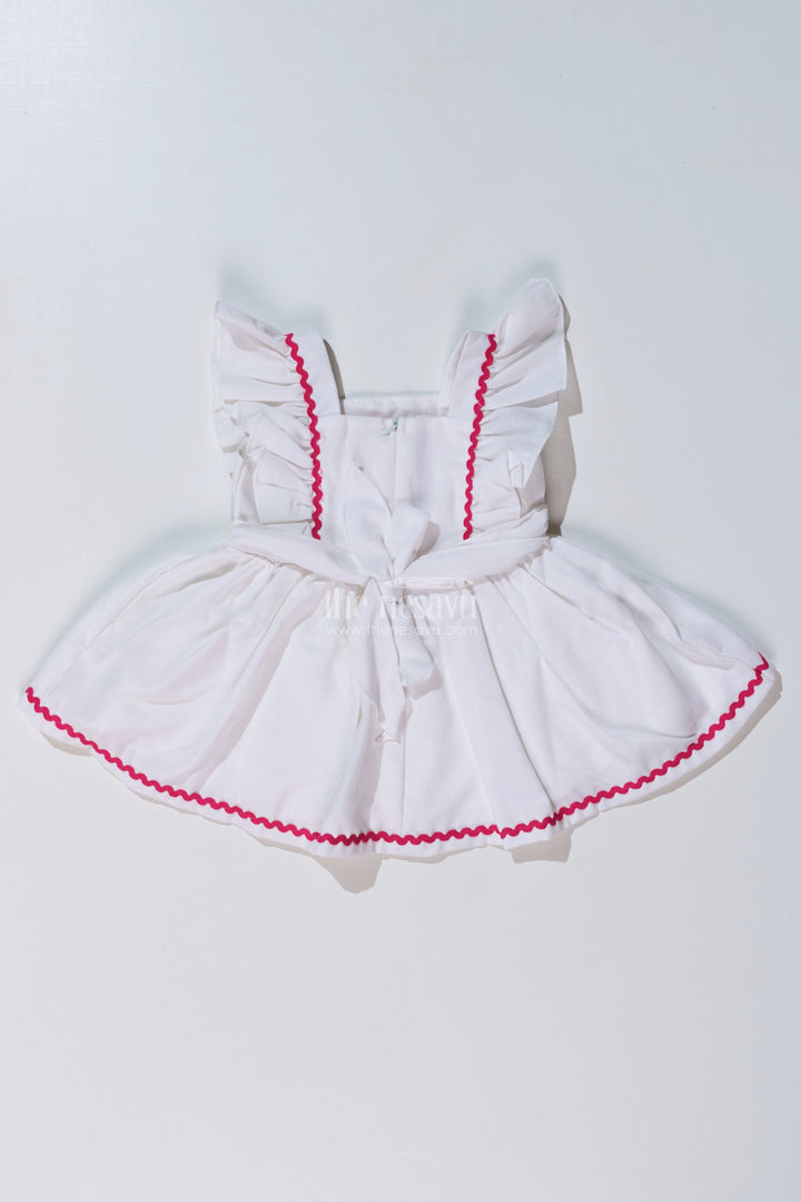 The Nesavu Baby Cotton Frocks Baby Girls Frock Suit White with Embroidered Bodice and Flowy Rayon Skirt for a Classic Look Nesavu Baby Girls Frock Suit White Embroidered Bodice Flowy Rayon Skirt | The Nesavu