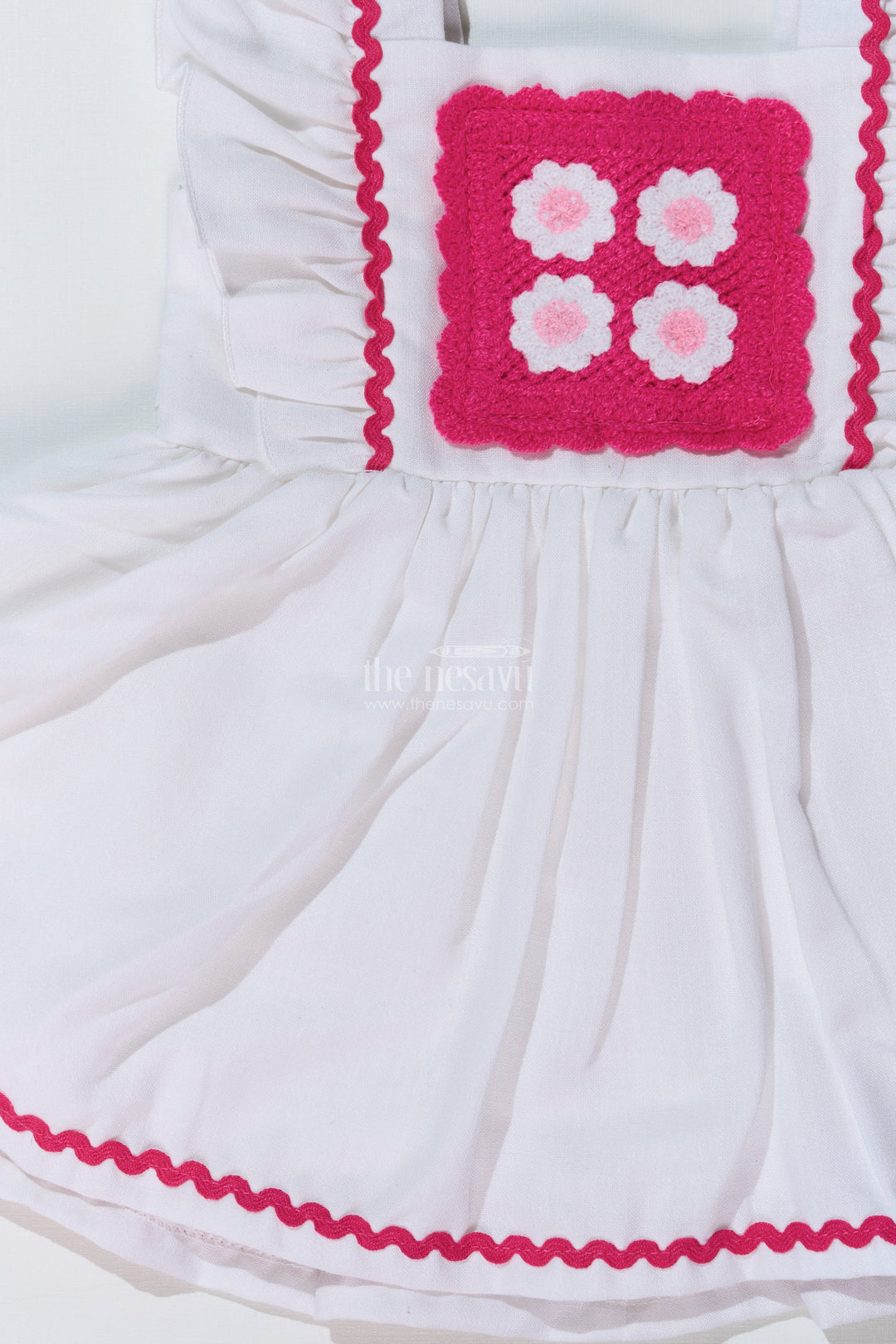 The Nesavu Baby Cotton Frocks Baby Girls Frock Suit White with Embroidered Bodice and Flowy Rayon Skirt for a Classic Look Nesavu Baby Girls Frock Suit White Embroidered Bodice Flowy Rayon Skirt | The Nesavu