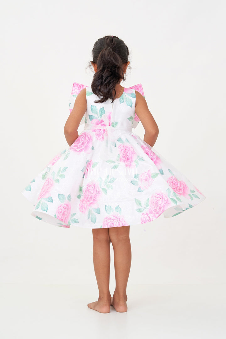 The Nesavu Baby Fancy Frock Baby Girls Lavender Party Dress in Organza Shimmer with Digital Floral Print and Bow Accent Nesavu Baby Girls Lavender Party Dress Organza Shimmer Digital Floral Print Bow | The Nesavu