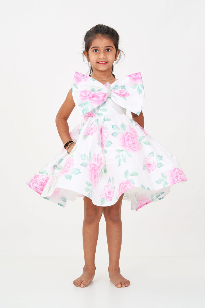 The Nesavu Baby Fancy Frock Baby Girls Lavender Party Dress in Organza Shimmer with Digital Floral Print and Bow Accent Nesavu Baby Girls Lavender Party Dress Organza Shimmer Digital Floral Print Bow | The Nesavu