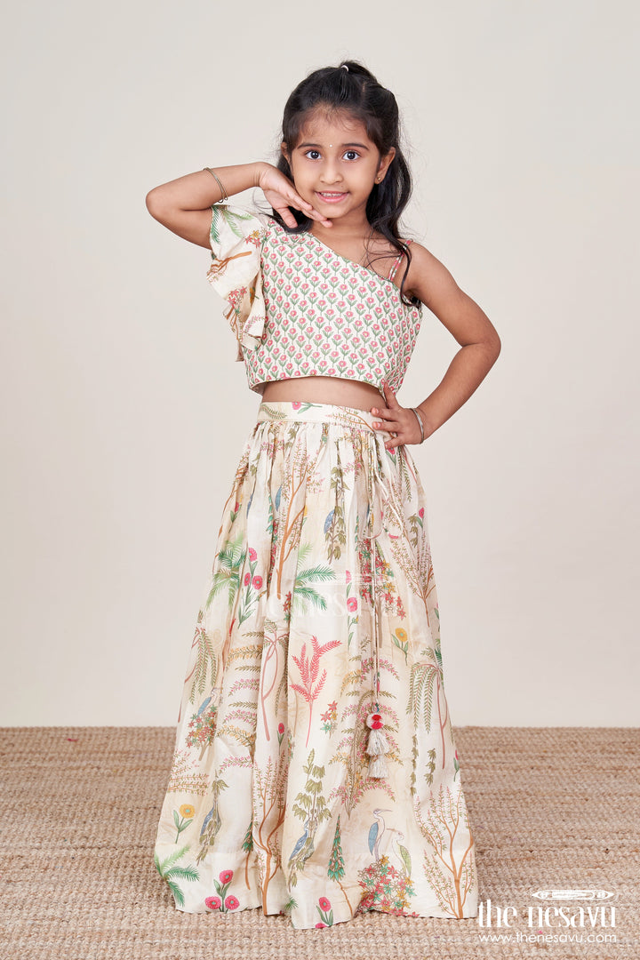 The Nesavu Girls Lehenga Choli Baby Girls Lehenga Choli for Weddings and Festive Functions Nesavu 18 (2Y) / Cream GL794B-18 Nesavu baby girls lehenga choli weddings festive celebrations birthday parties
