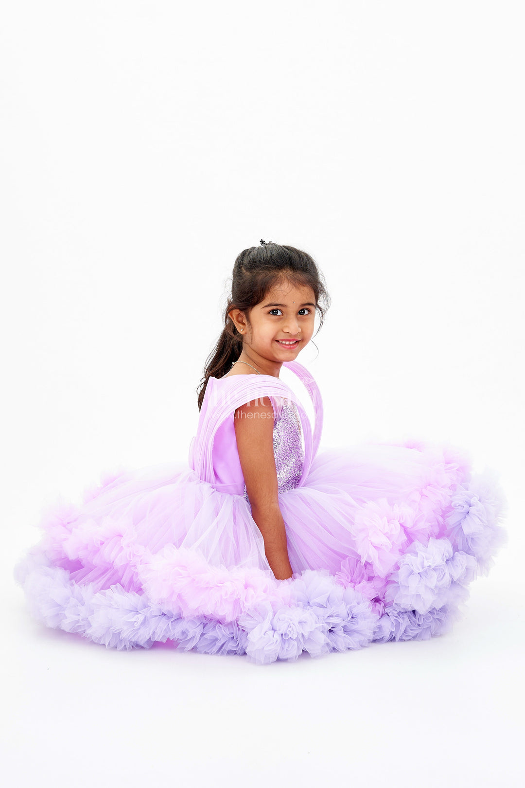 The Nesavu Baby Fancy Frock Baby Girls Light Purple Dress with Sparkling Sequin Bodice and Ruffled Tulle Skirt Nesavu 16 (1Y) / Purple PF204A-16 Baby Girls Light Purple Dress Sequin Bodice Ruffled Tulle Skirt Special Occasions | The Nesavu