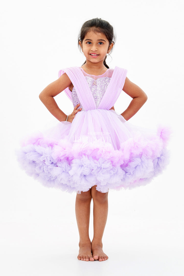 The Nesavu Baby Fancy Frock Baby Girls Light Purple Dress with Sparkling Sequin Bodice and Ruffled Tulle Skirt Nesavu Baby Girls Light Purple Dress Sequin Bodice Ruffled Tulle Skirt Special Occasions | The Nesavu