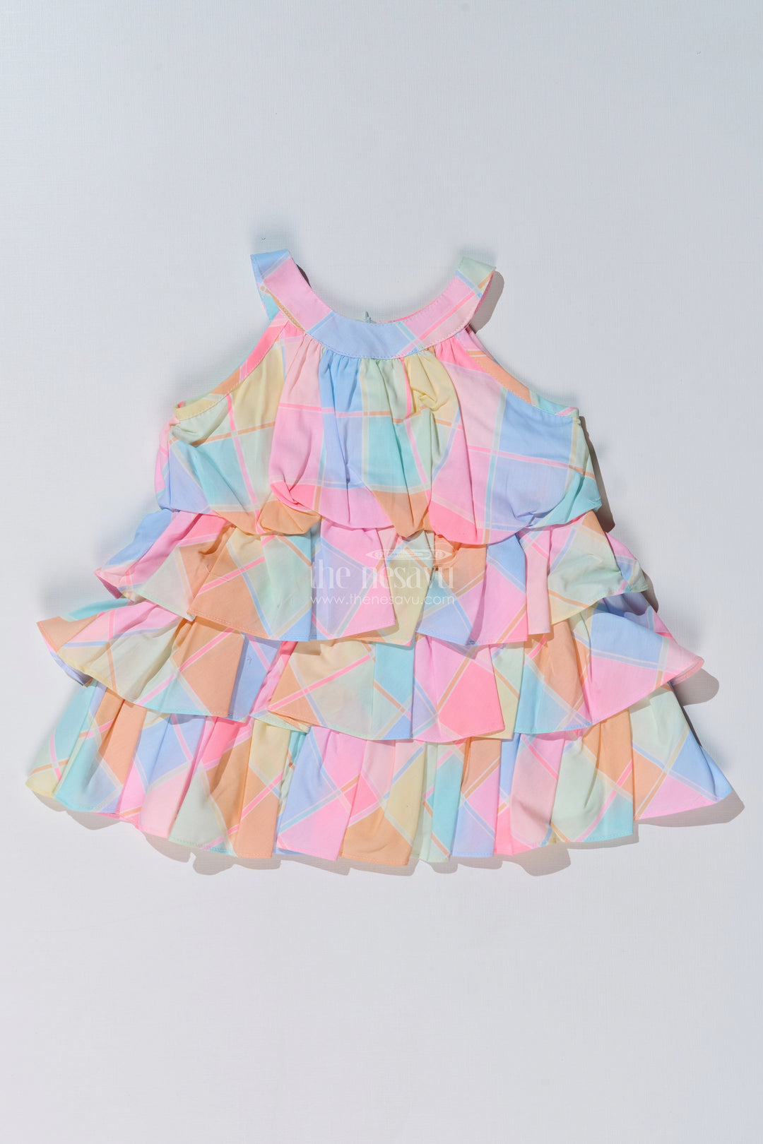 The Nesavu Baby Cotton Frocks Baby Girls Maxi Frock with Layered Pastel Ruffles and Soft Cotton Fabric for a Dreamy Look Nesavu 14 (6M) / Multicolor BFJ740A-14 Baby Girls Maxi Frock Pastel Layered Ruffles Soft Cotton Fabric | The Nesavu