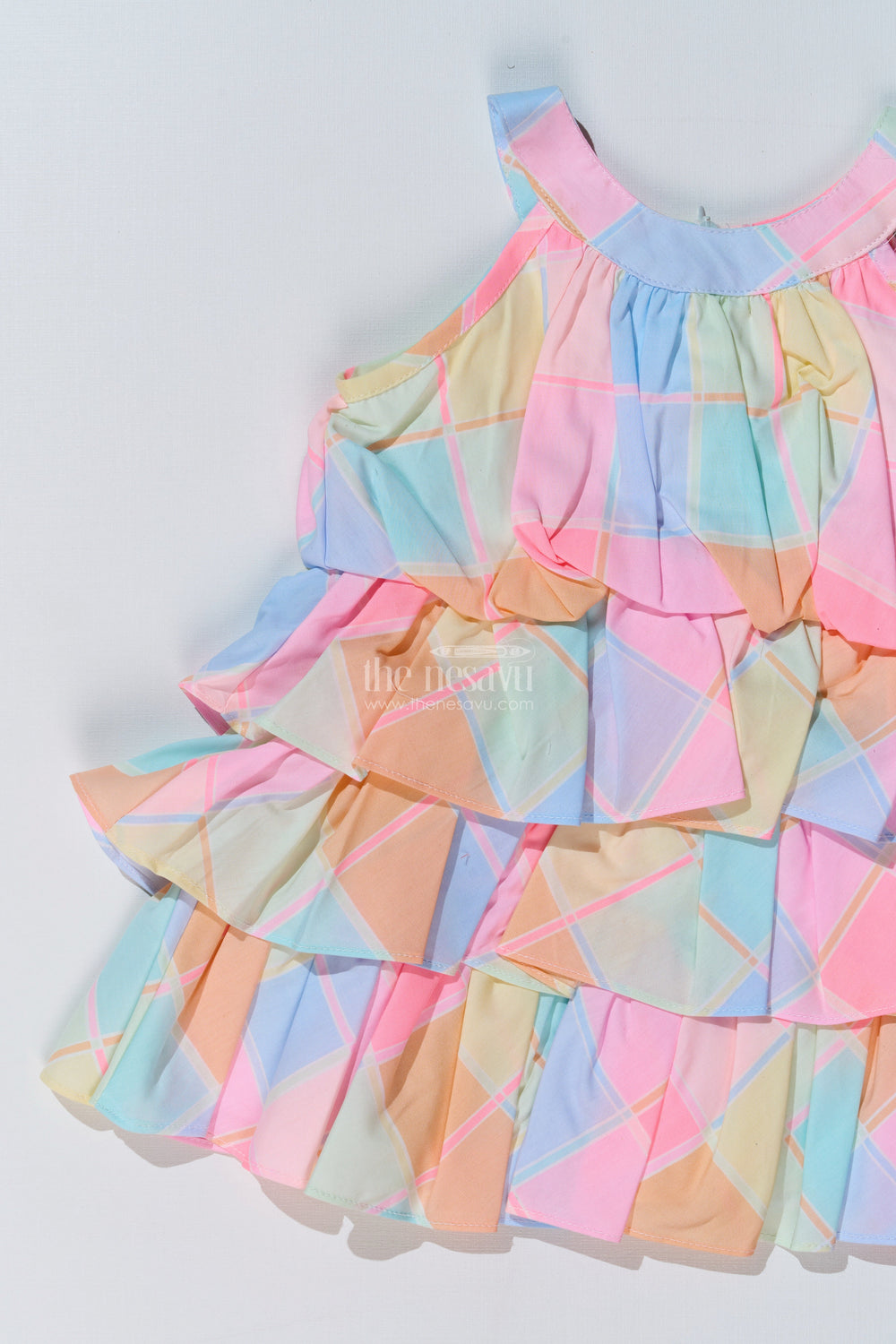 The Nesavu Baby Cotton Frocks Baby Girls Maxi Frock with Layered Pastel Ruffles and Soft Cotton Fabric for a Dreamy Look Nesavu Nesavu Baby Girls Maxi Frock Pastel Layered Ruffles Soft Cotton Fabric
