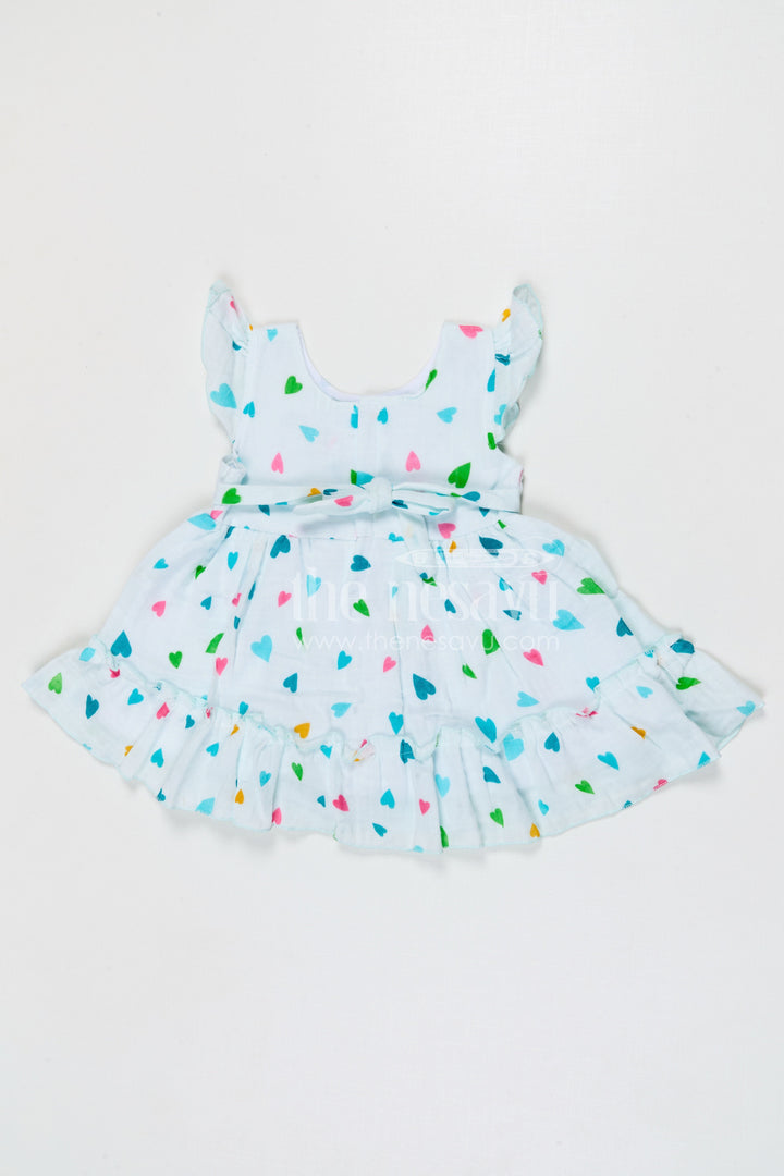 The Nesavu Baby Cotton Frocks Baby Girls Muslin Cotton Floral Printed Frock with Bow Detail Nesavu Nesavu baby girls muslin cotton floral printed frock with bow for summer baby wear