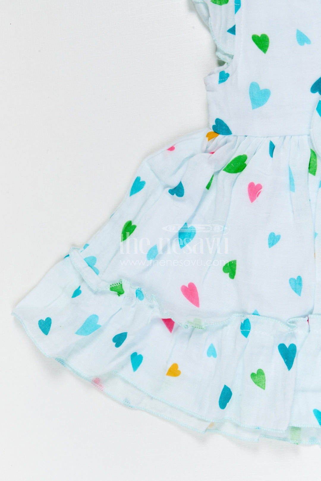 The Nesavu Baby Cotton Frocks Baby Girls Muslin Cotton Floral Printed Frock with Bow Detail Nesavu Nesavu baby girls muslin cotton floral printed frock with bow for summer baby wear