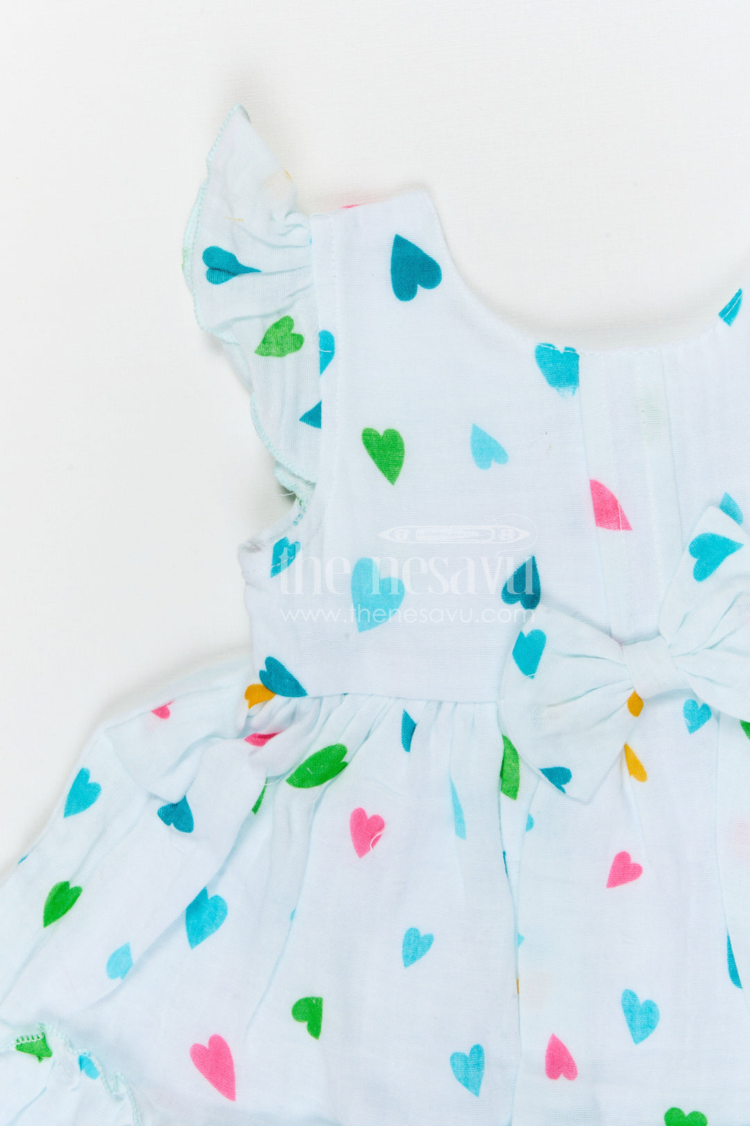 The Nesavu Baby Cotton Frocks Baby Girls Muslin Cotton Floral Printed Frock with Bow Detail Nesavu Nesavu baby girls muslin cotton floral printed frock with bow for summer baby wear