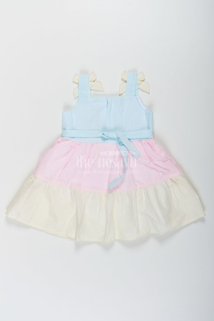 The Nesavu Baby Cotton Frocks Baby Girls New Party Frock in Cotton with Tiered Pastel Layers and Bow Accents Nesavu Baby Girls New Party Frock Cotton Tiered Pastel Layers Bow Accents | The Nesavu