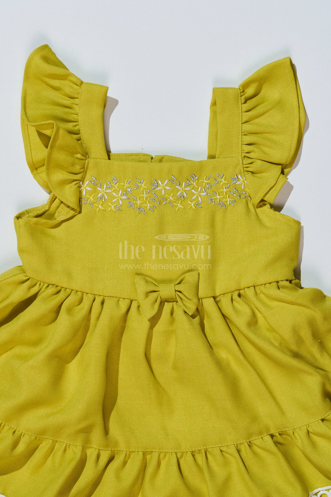 The Nesavu Baby Cotton Frocks Baby Girls Normal Frock in Blend Silk with Embroidery and Ruffled Sleeves for Elegant Occasions Nesavu Baby Girls Normal Frock Blend Silk Embroidery Ruffled Sleeves | The Nesavu